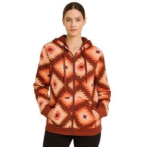 Canyon Creek Jacket Womens Large Aztec Geometric Tribal Fleece Boho Hooded